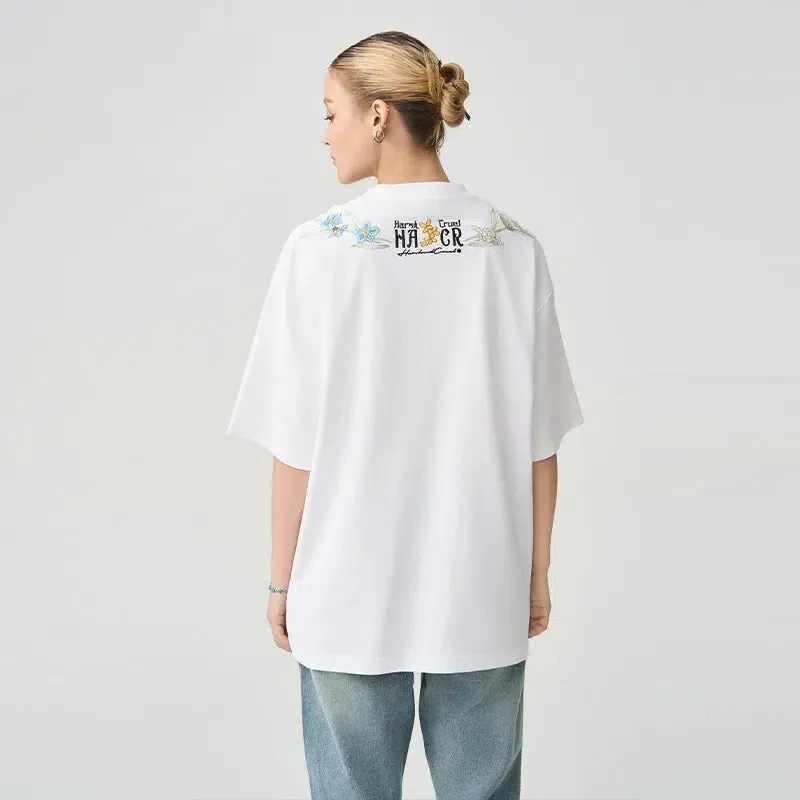 Floral Embroidered Crewneck T-shirt