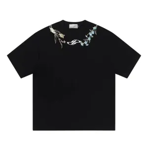 Floral Embroidered Crewneck T-shirt