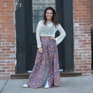 Floral Smock Waist Maxi Skirt