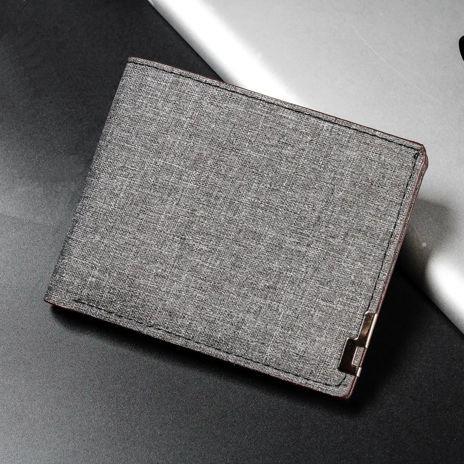 Foldable Denim and Cowhide Wallet