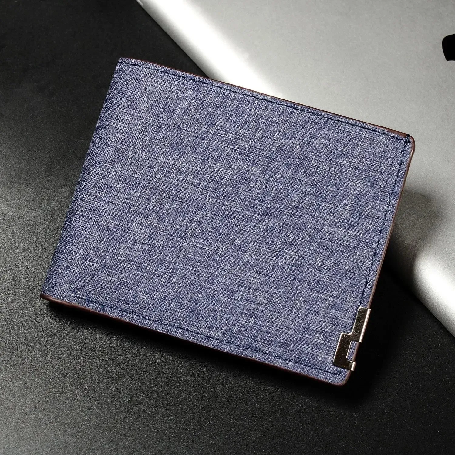Foldable Denim and Cowhide Wallet