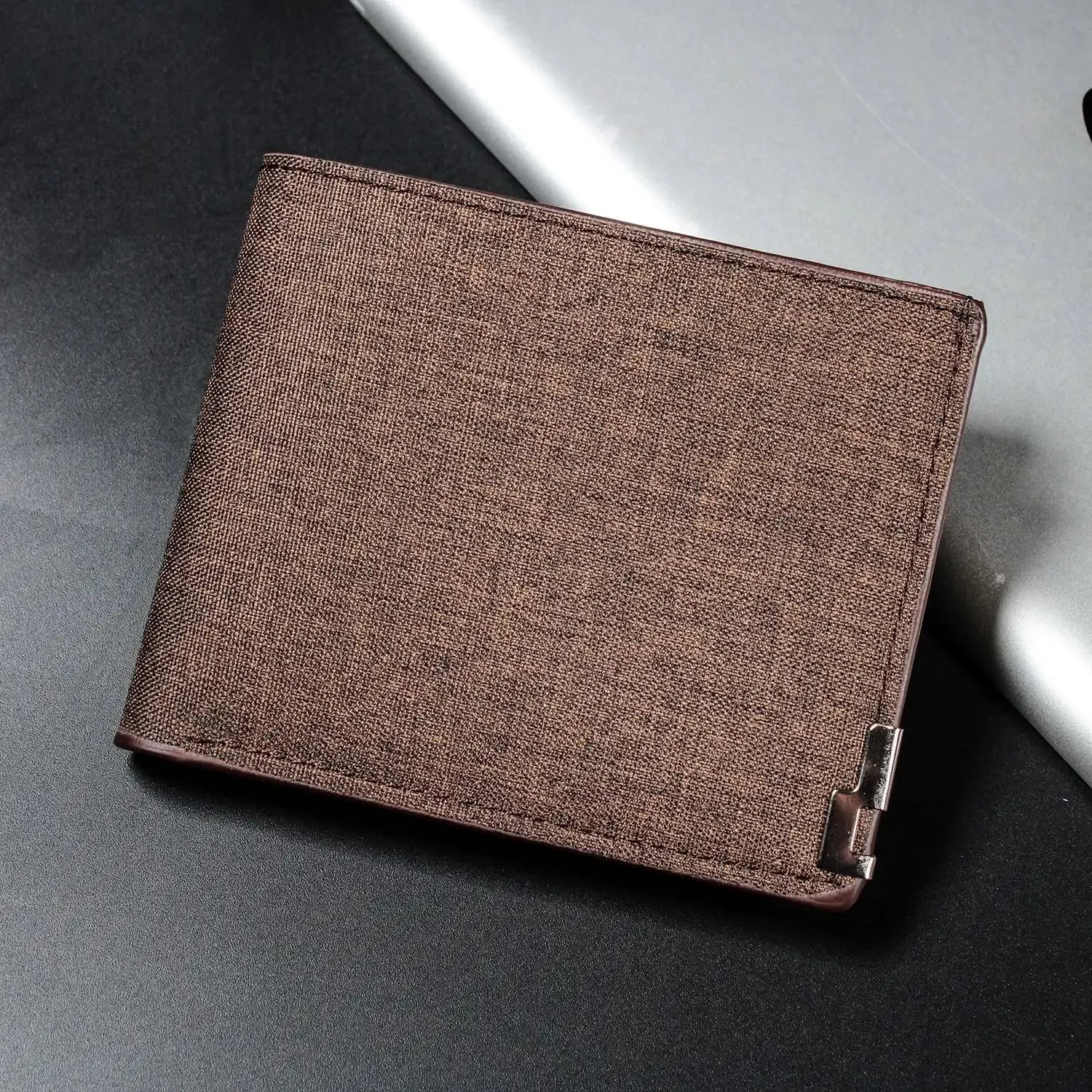 Foldable Denim and Cowhide Wallet