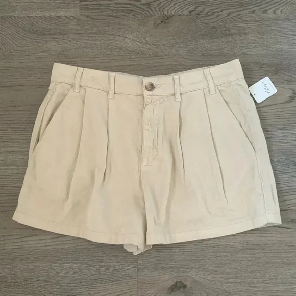 Free People Billie Chino High Waist Shorts Almond Milk Khaki Multi Sizes NWT