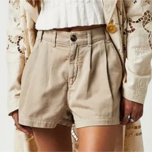 Free People Billie Chino High Waist Shorts Almond Milk Khaki Multi Sizes NWT