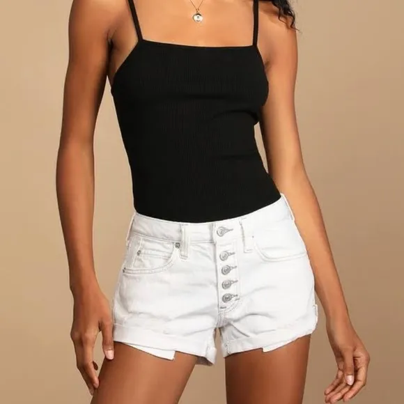 Free people white denim jean shorts 27 high waist
