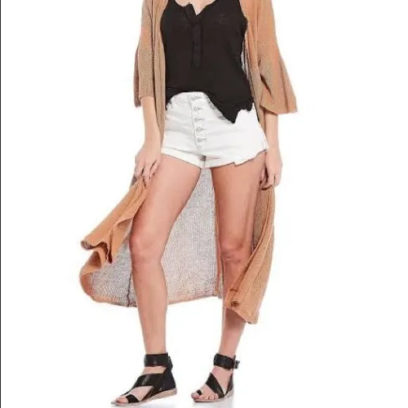 Free people white denim jean shorts 27 high waist