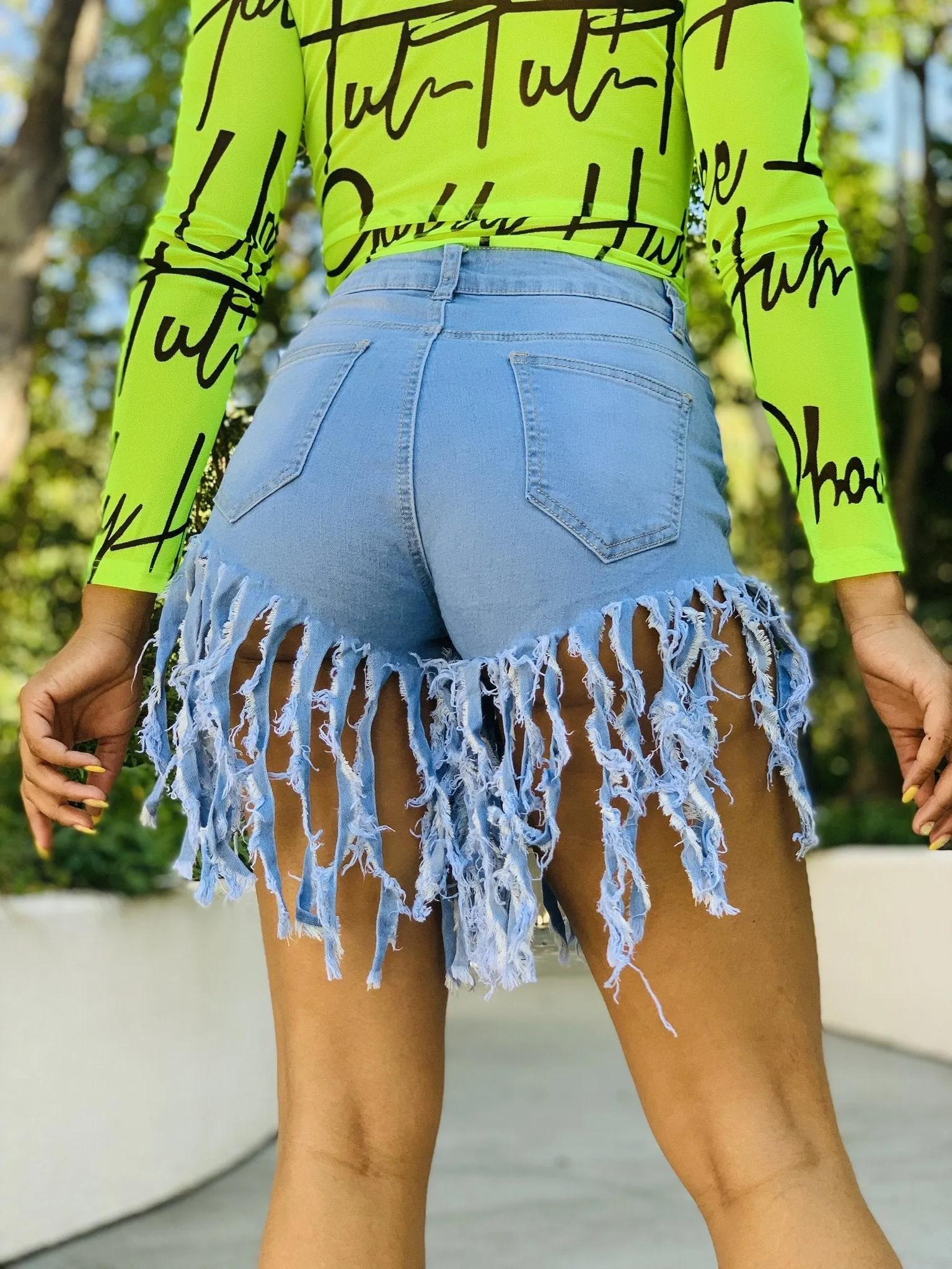 Fringe Me Crazy Shorts - Light Denim