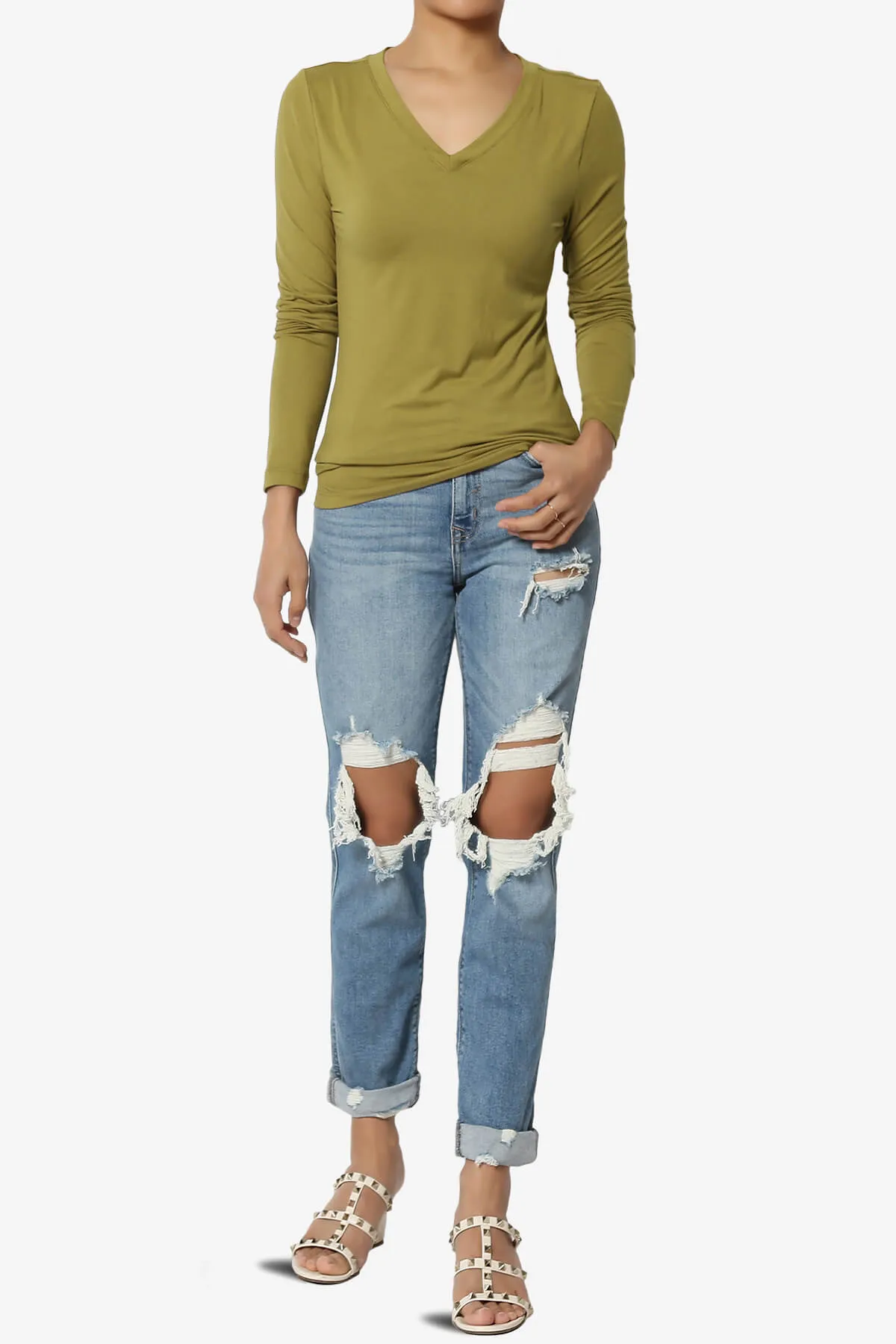Gaia Microfiber V-Neck Long Sleeve T-Shirt PLUS