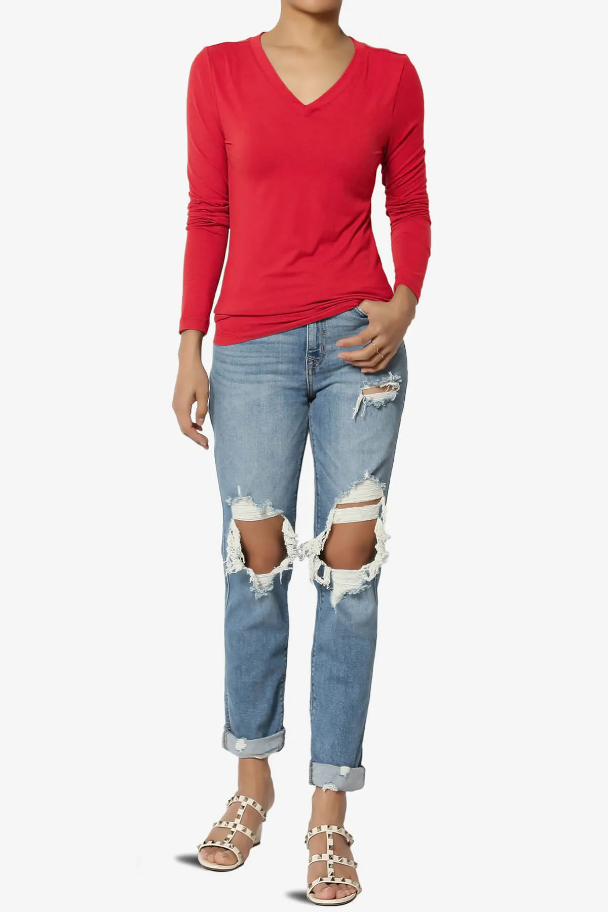 Gaia Microfiber V-Neck Long Sleeve T-Shirt PLUS