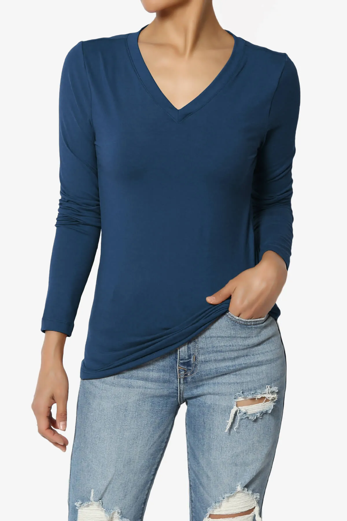 Gaia Microfiber V-Neck Long Sleeve T-Shirt PLUS