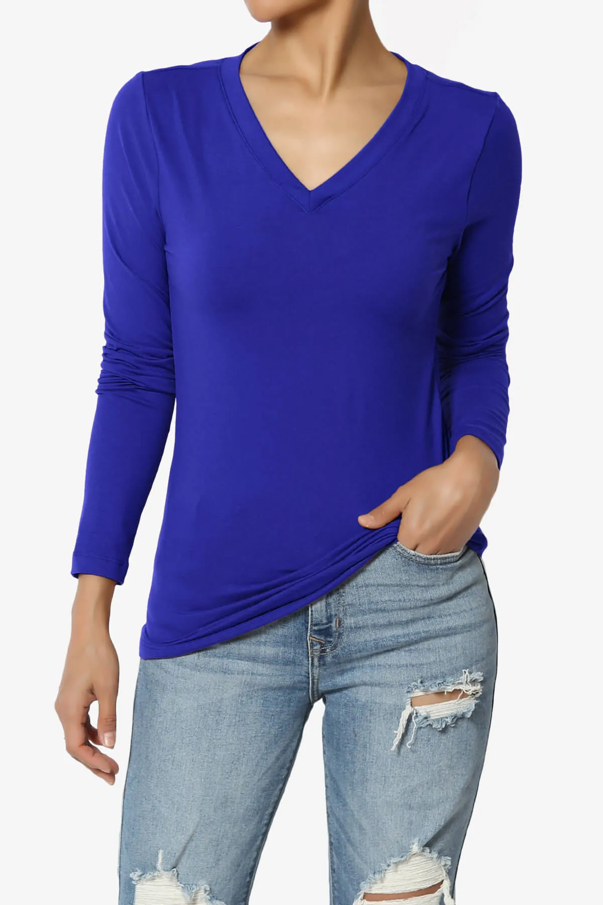 Gaia Microfiber V-Neck Long Sleeve T-Shirt PLUS