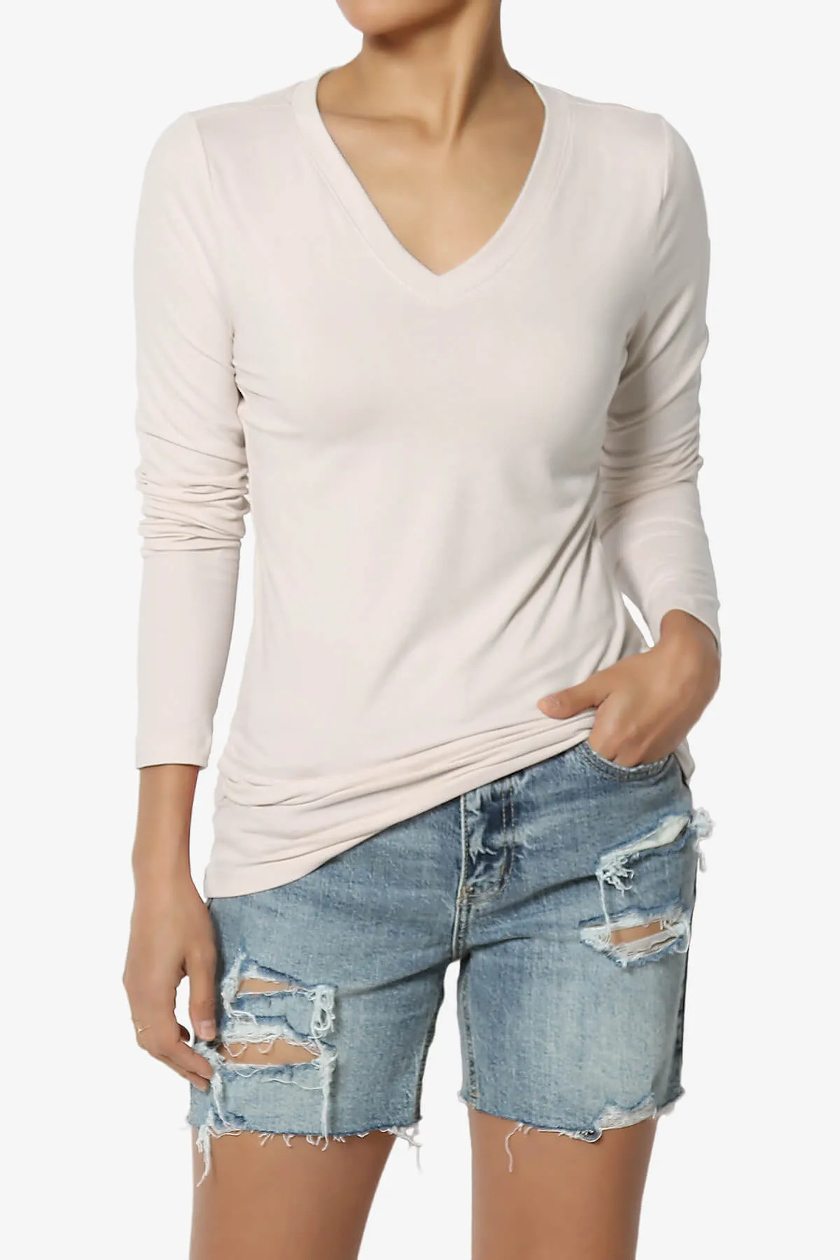 Gaia Microfiber V-Neck Long Sleeve T-Shirt PLUS