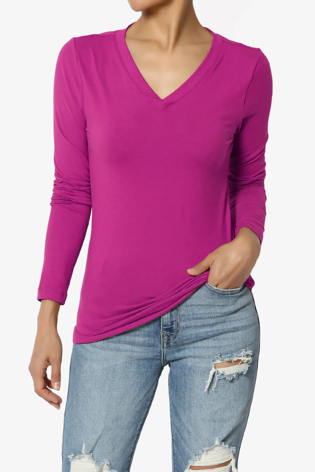 Gaia Microfiber V-Neck Long Sleeve T-Shirt PLUS