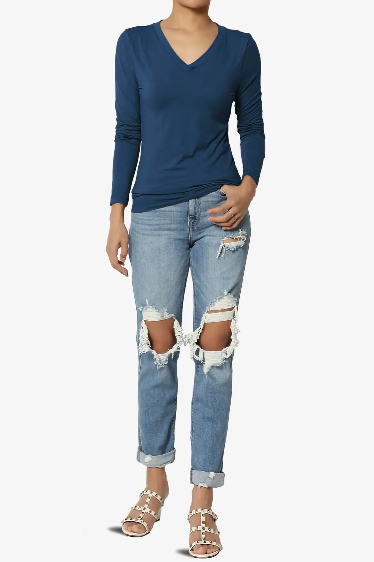 Gaia Microfiber V-Neck Long Sleeve T-Shirt PLUS