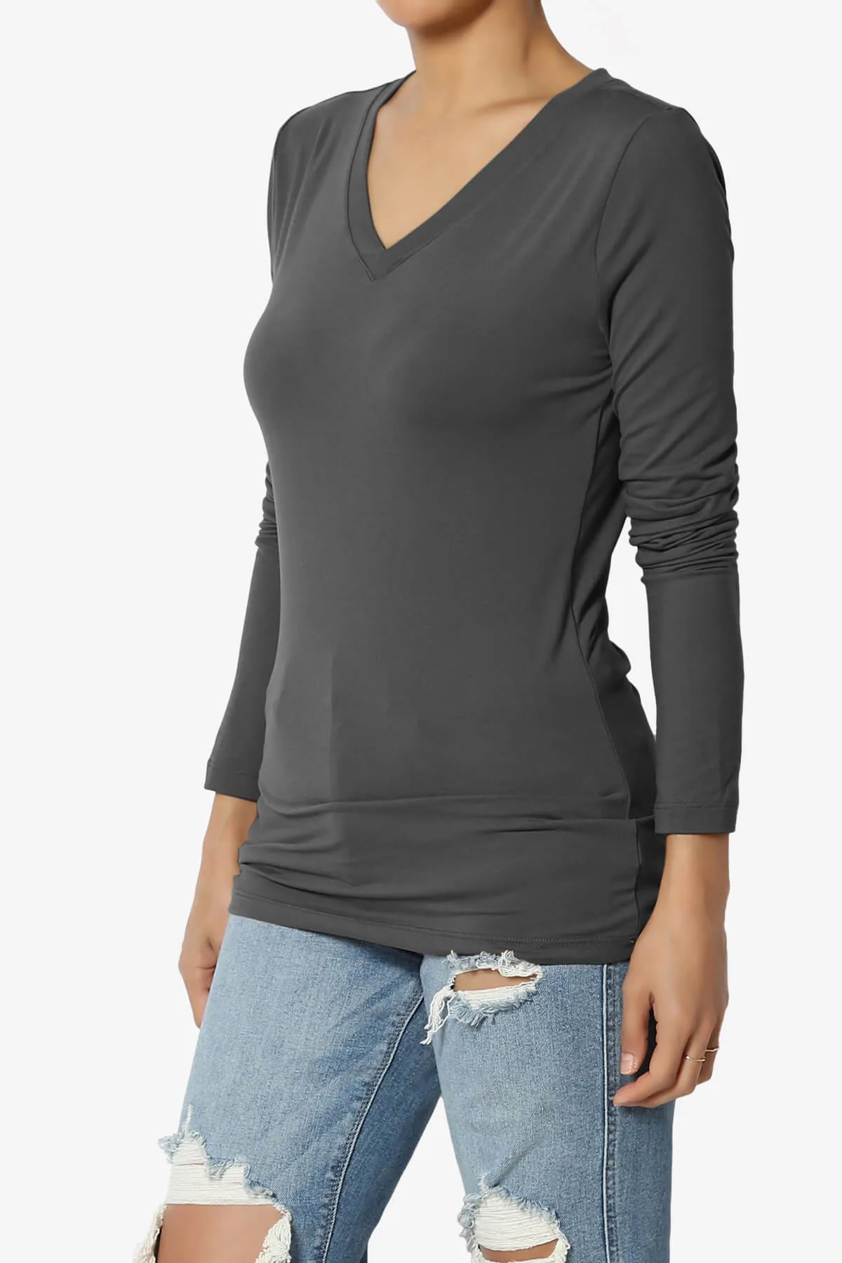 Gaia Microfiber V-Neck Long Sleeve T-Shirt PLUS