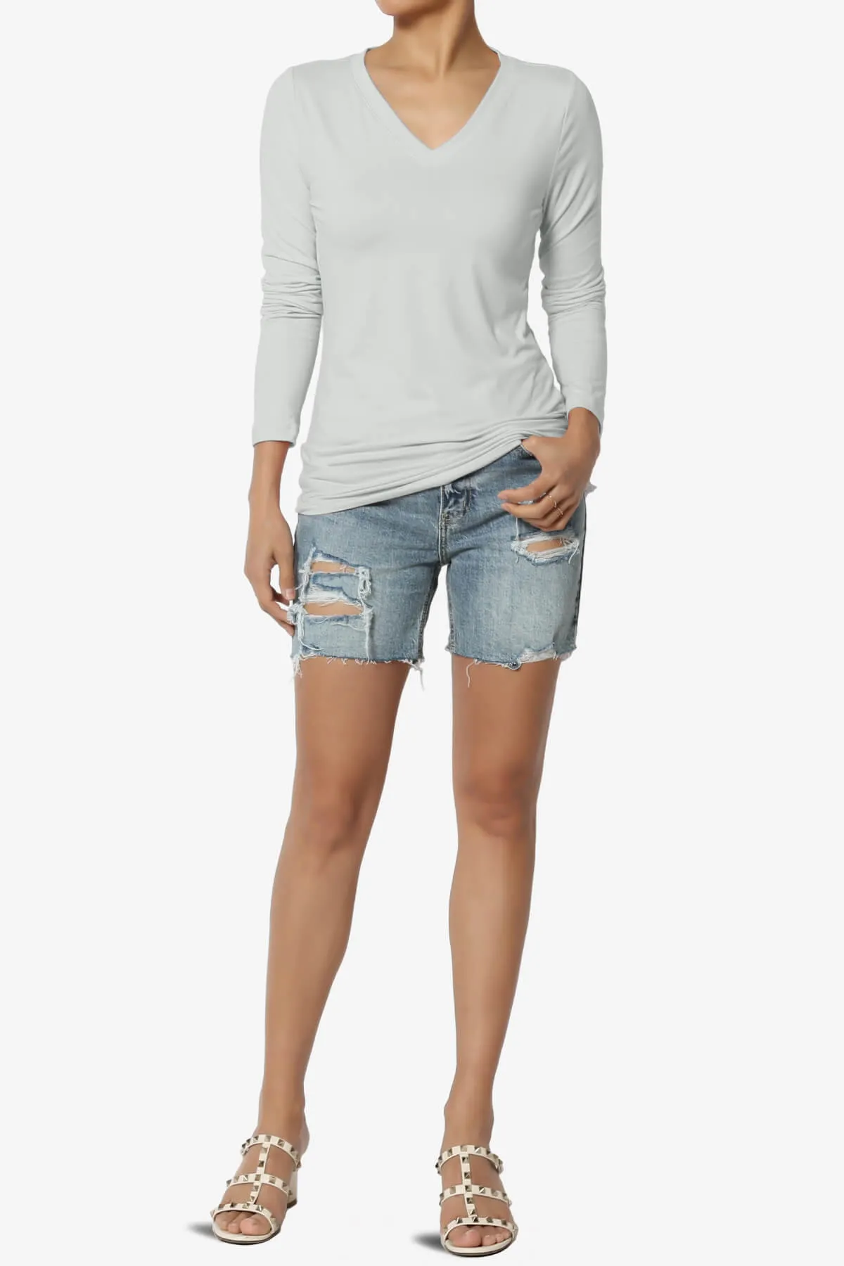 Gaia Microfiber V-Neck Long Sleeve T-Shirt PLUS