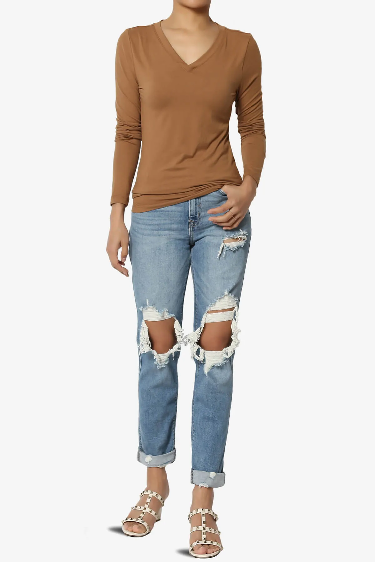 Gaia Microfiber V-Neck Long Sleeve T-Shirt PLUS