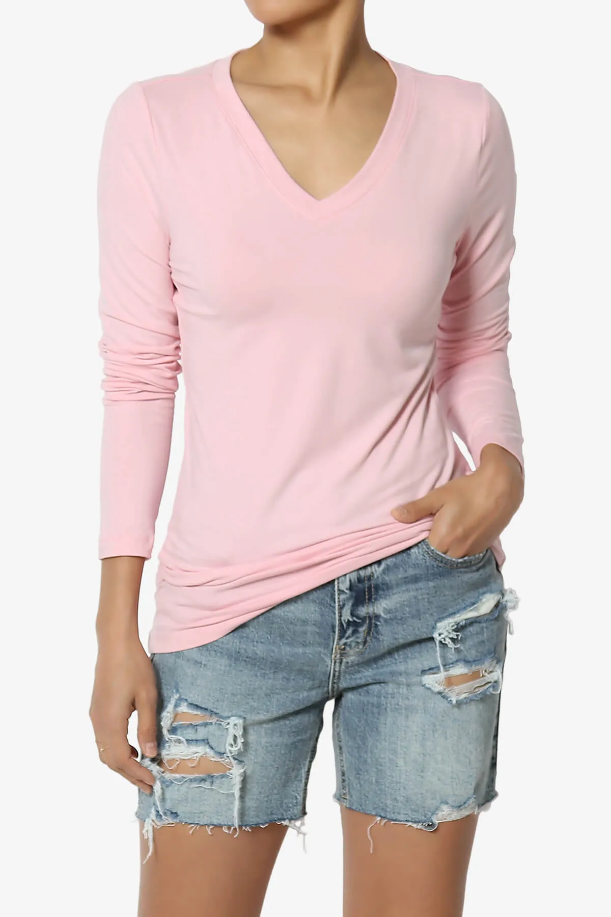 Gaia Microfiber V-Neck Long Sleeve T-Shirt PLUS