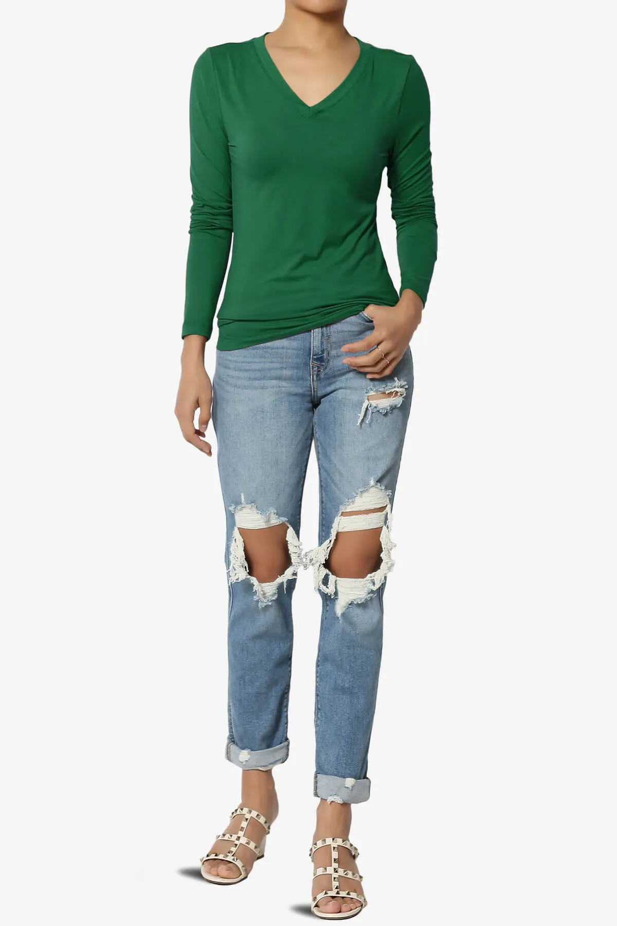 Gaia Microfiber V-Neck Long Sleeve T-Shirt PLUS