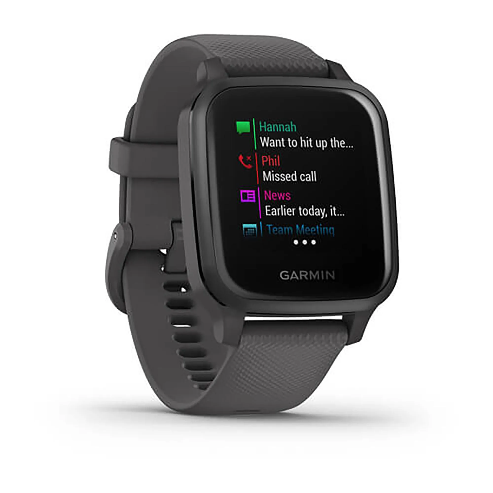 Garmin Venu Sq Silicone Slate Strap Full Color Display Dial Watch - 010-02427-10