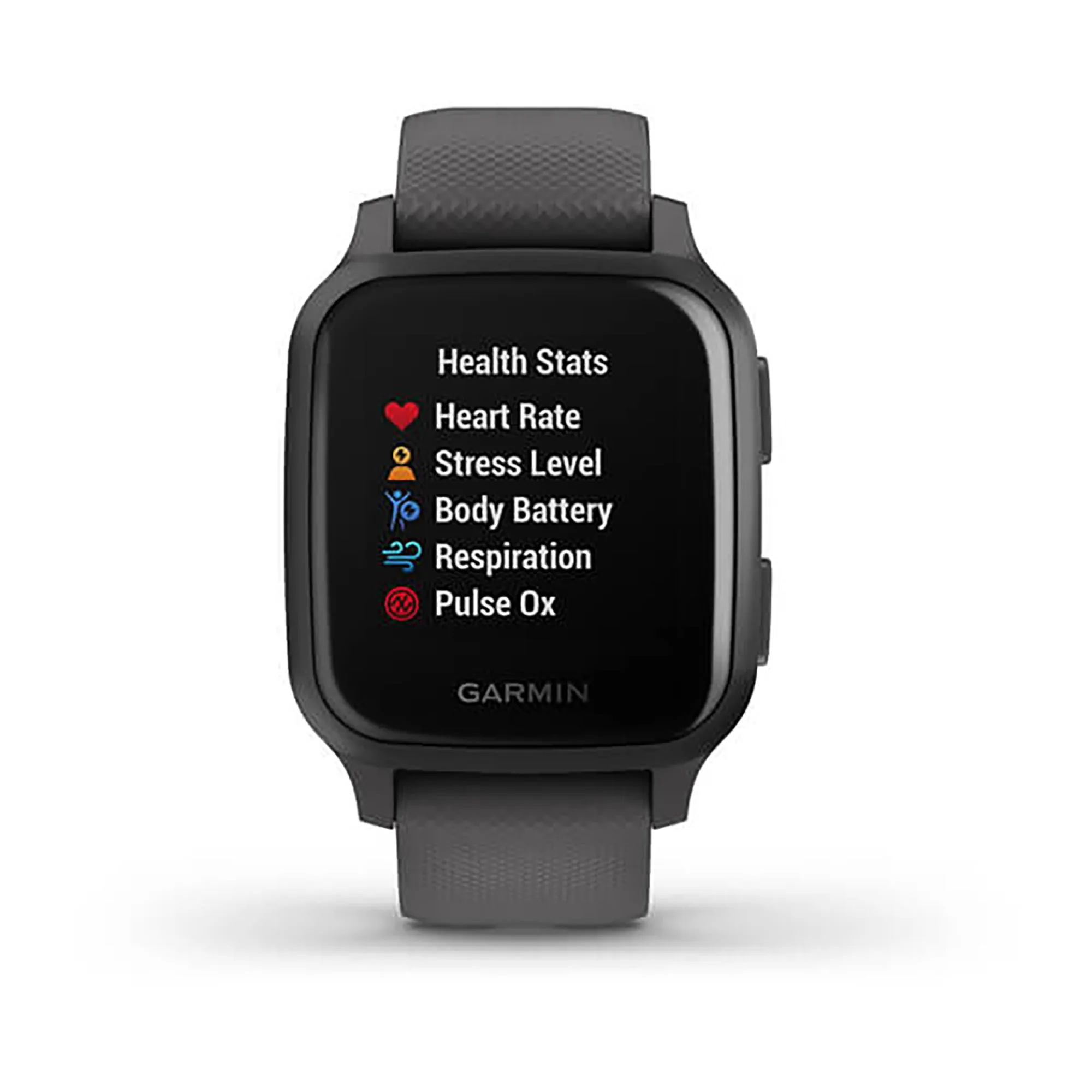 Garmin Venu Sq Silicone Slate Strap Full Color Display Dial Watch - 010-02427-10