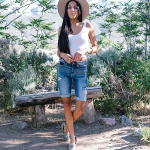 Give Me A Moment Denim Bermuda Shorts by KanCan
