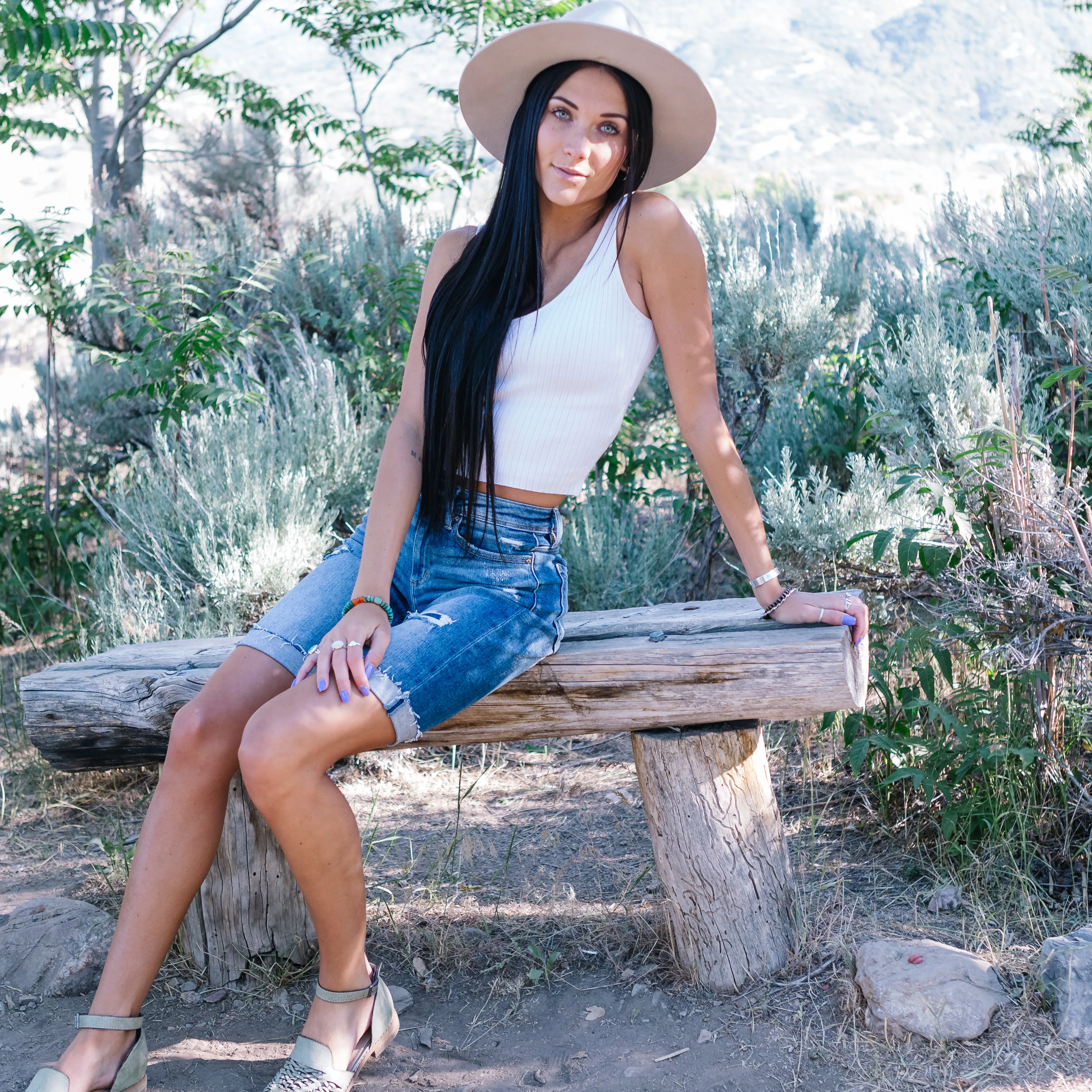 Give Me A Moment Denim Bermuda Shorts by KanCan