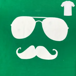 Glasses and Mo Green T-Shirt