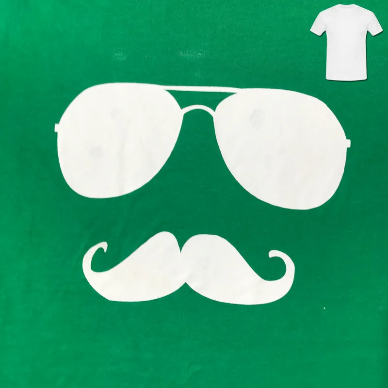 Glasses and Mo Green T-Shirt