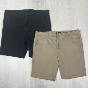 Globe Mens Chino Shorts Size 38 (2 Pairs, 1 x Beige & 1 x Black)