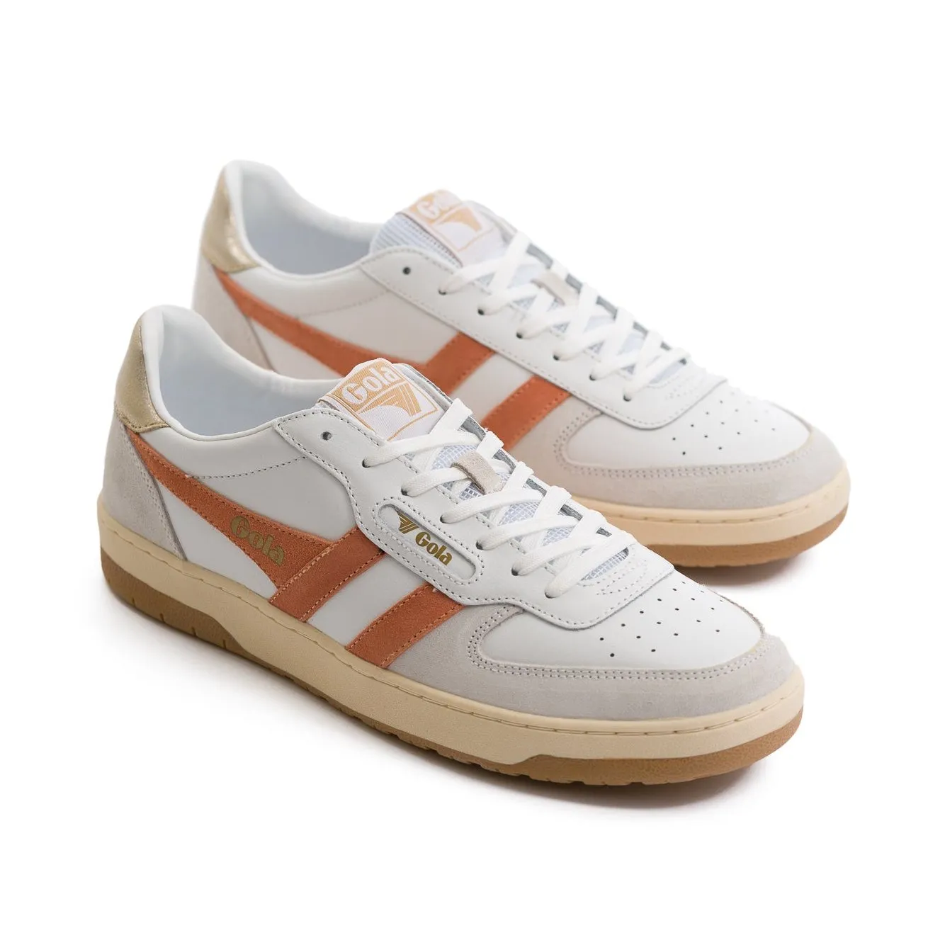 Gola Hawk Women's Shoes - White/Terracotta/Gold