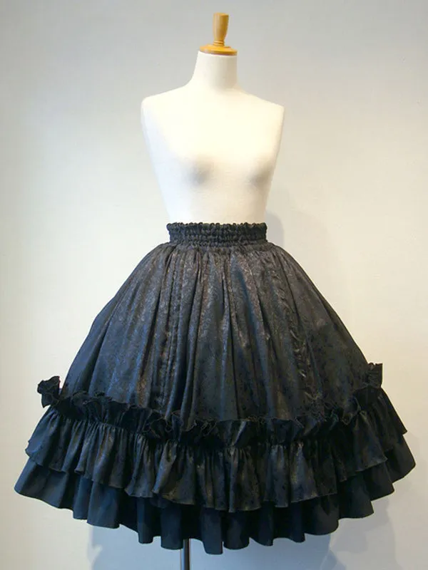 Gothic Lolita SK White Lace Up Ruffles Lolita Skirts