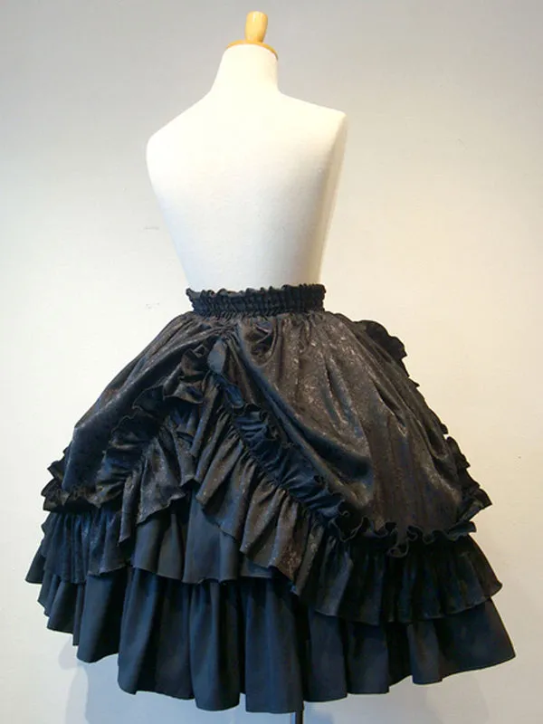Gothic Lolita SK White Lace Up Ruffles Lolita Skirts