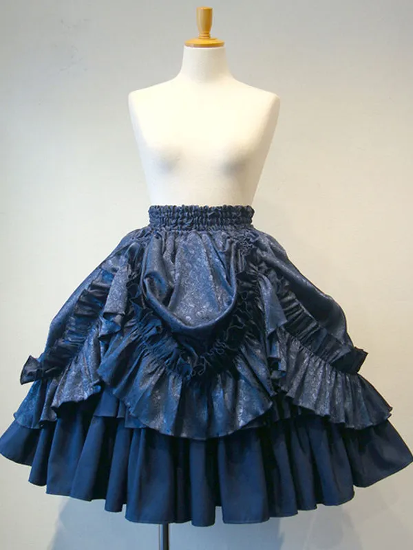Gothic Lolita SK White Lace Up Ruffles Lolita Skirts