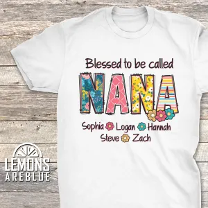 Grandparent Floral Letters Personalized With Kids Names Premium Tees