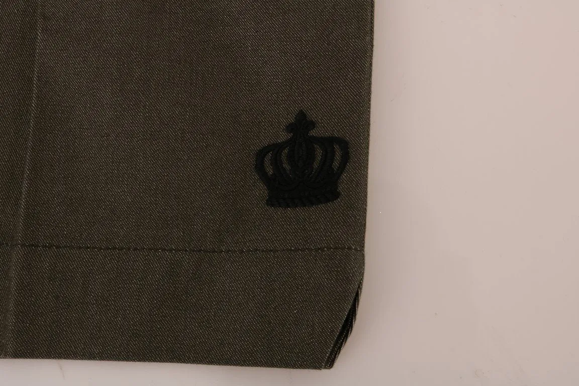 Gray Cotton Crown Shorts