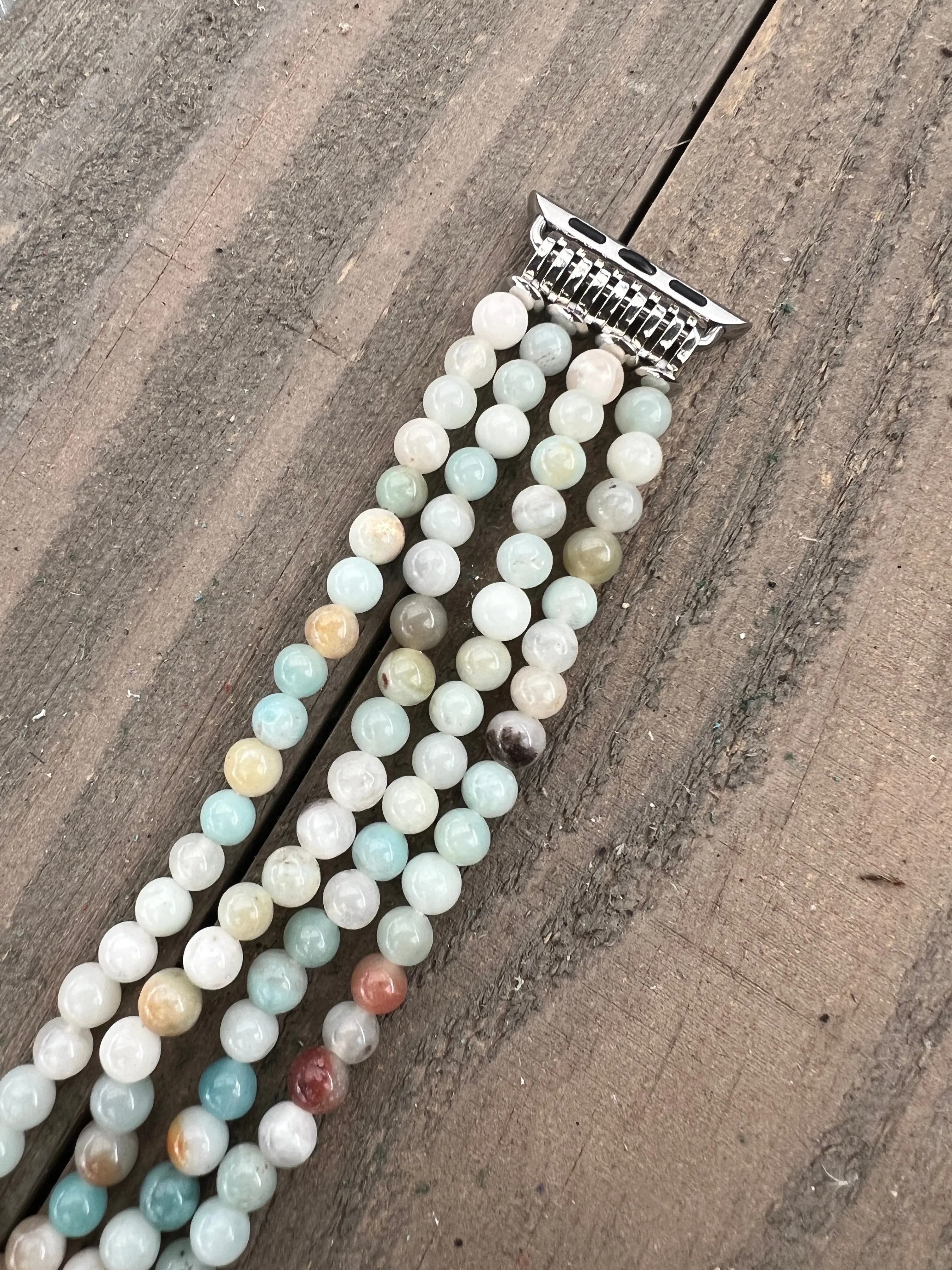 Green Amazonite Beaded Stretch Smart Watch Band
