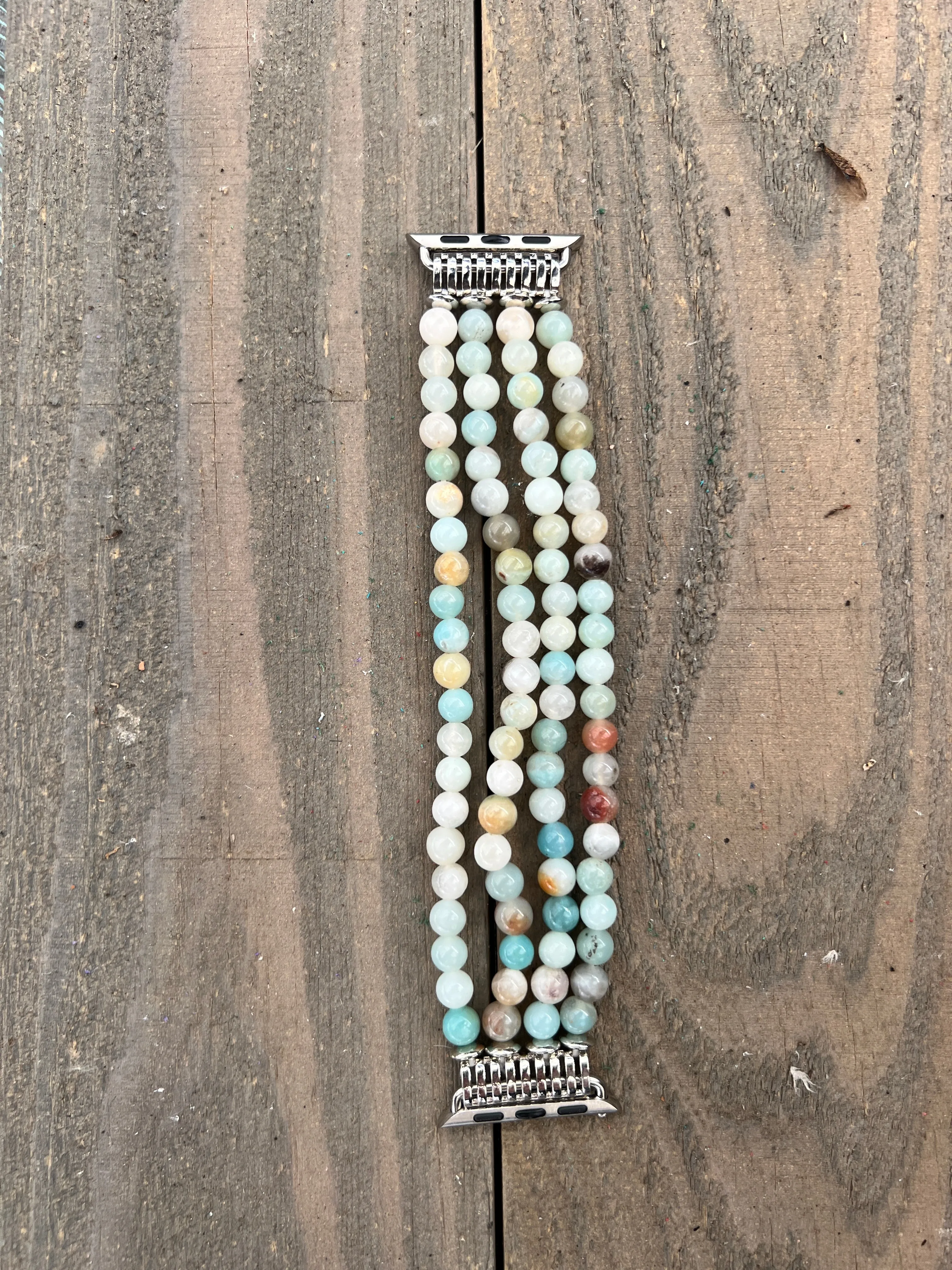 Green Amazonite Beaded Stretch Smart Watch Band