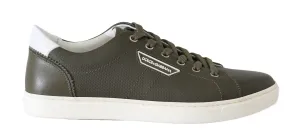 Green Leather Casual Gym Sport Scarpe Sneakers