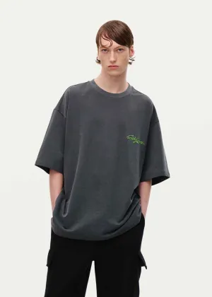 Grey Embroidered Terry T-Shirt