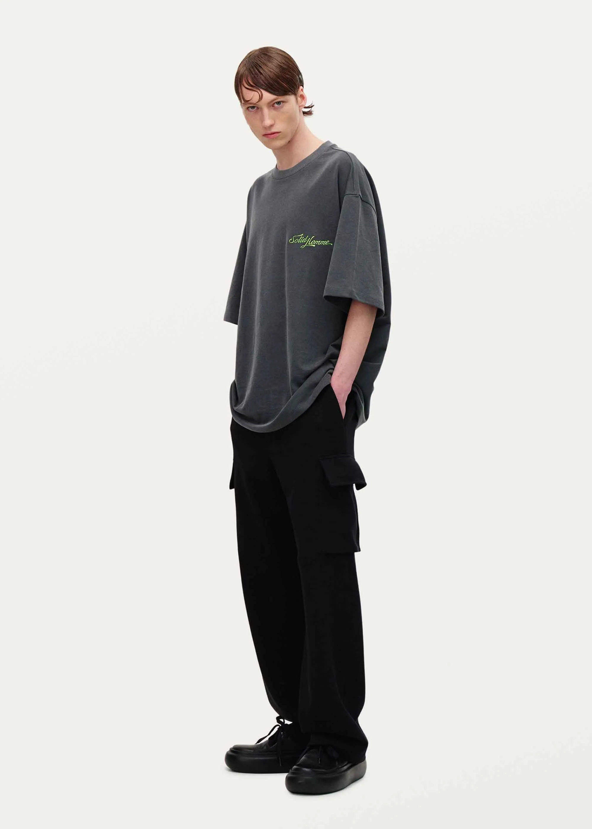 Grey Embroidered Terry T-Shirt