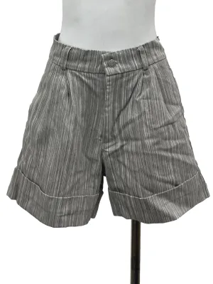 Grey Stripes Cuffed Shorts