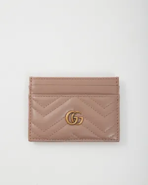 Gucci Dust Pink Leather Marmont Matelassé Card Holder