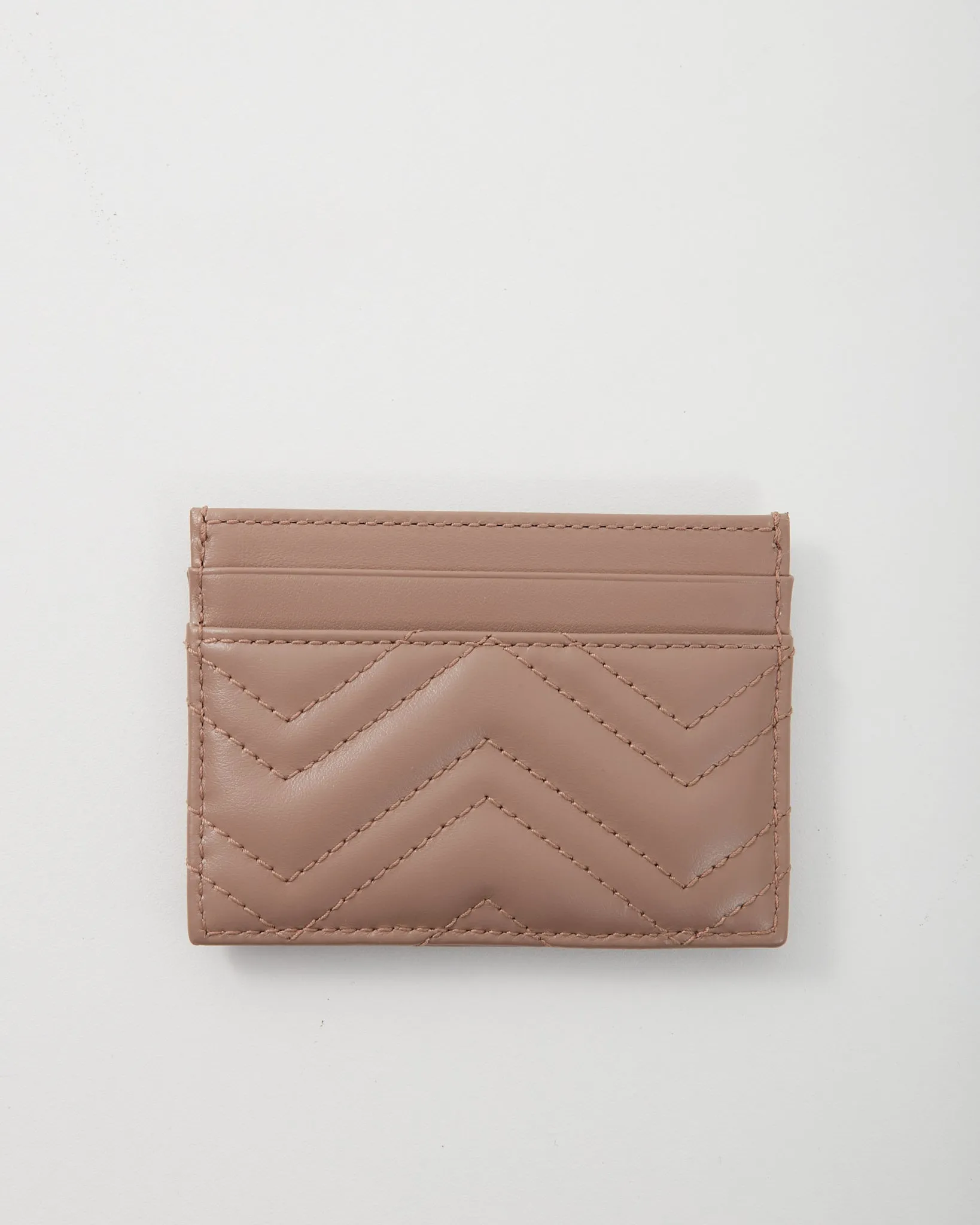 Gucci Dust Pink Leather Marmont Matelassé Card Holder