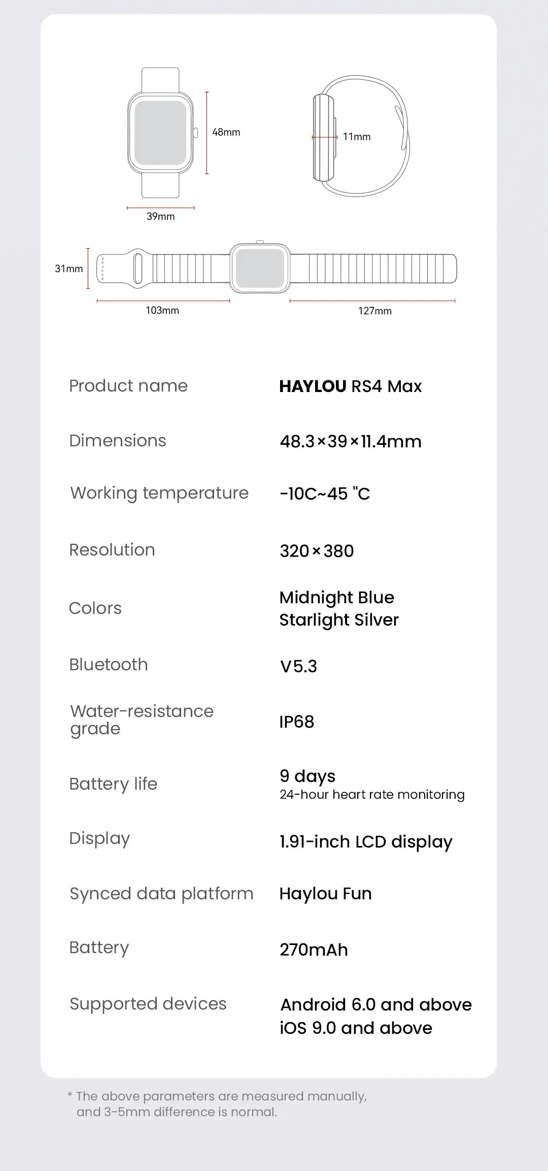 HAYLOU RS4 Max 1.91" HD Display Smart Watch