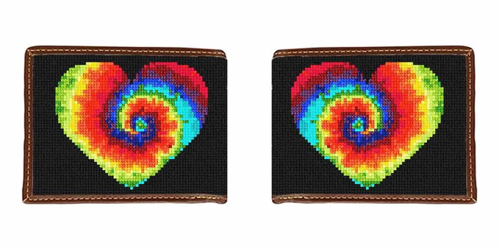 Heart Tie Dye Needlepoint Wallet