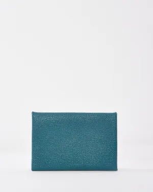 Hermès Blue Chevre Leather Calvi Cardholder