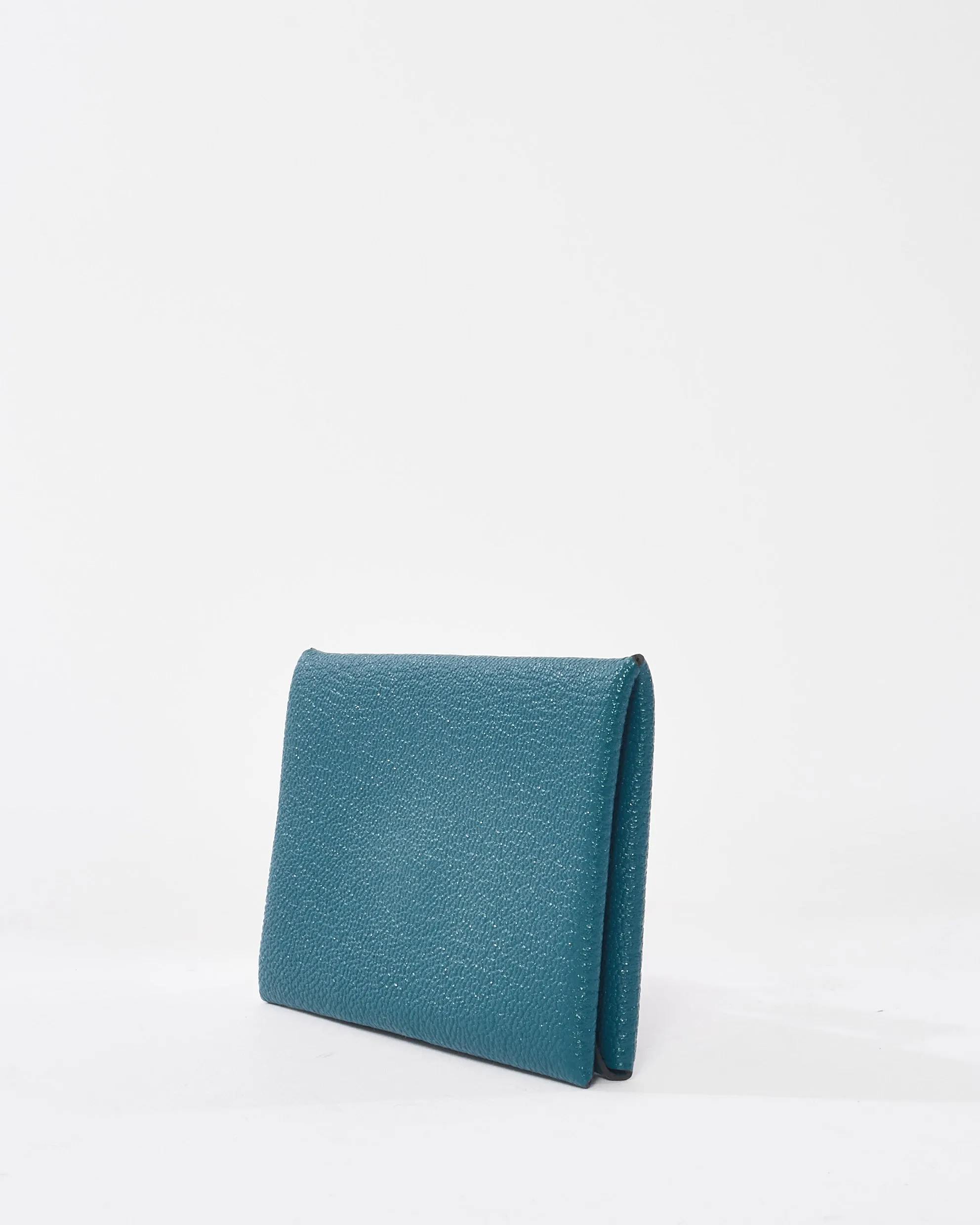 Hermès Blue Chevre Leather Calvi Cardholder