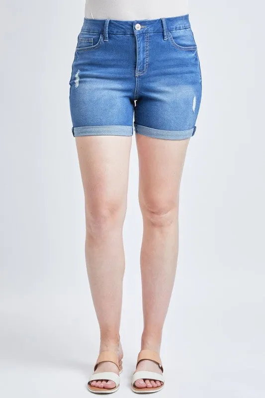 High Rise Cuffed Denim Shorts - Medium Wash | FINAL SALE
