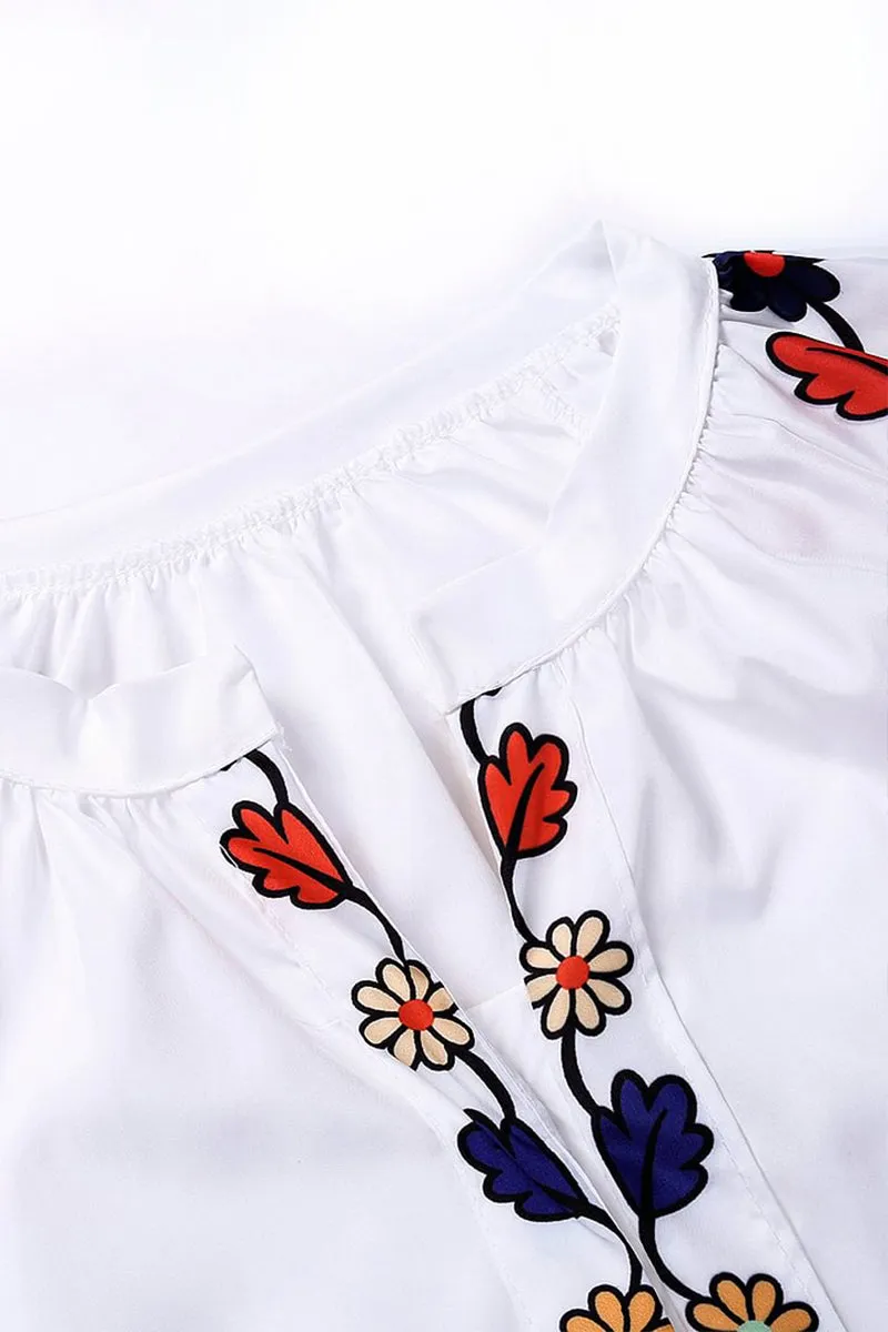 HTR1218 Floral Fiesta Embroidered Blouse